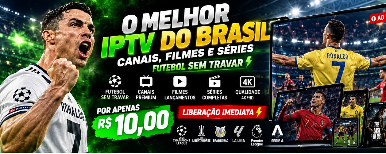 Publicidade ilustrativa: futebol sem travar, canais, filmes e séries, liberação imediata, por R$ 10,00